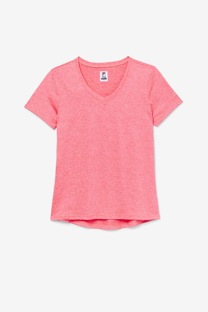 Fila Pickleball Silky V-neck Pink T-Shirt Womens - NZ 37859-IOGD